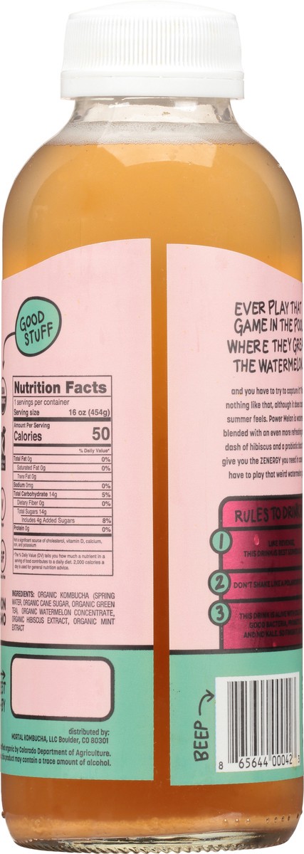 slide 7 of 9, Mortal Kombucha Power Melon Kombucha- 16 oz, 16 oz