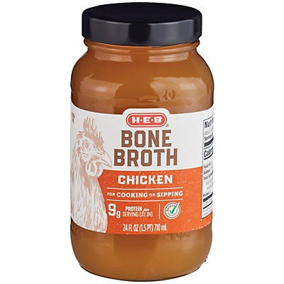 slide 1 of 1, H-E-B Select Ingredients Chicken Bone Broth, 24 oz