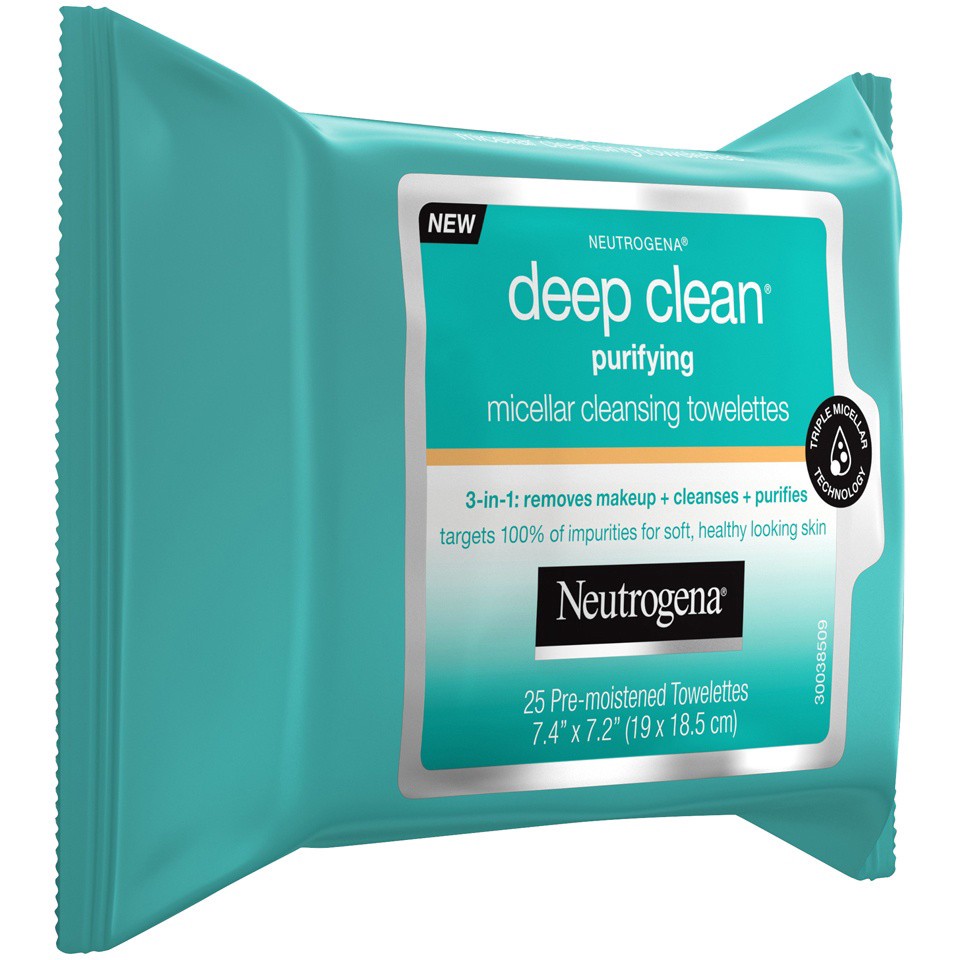 slide 3 of 6, Neutrogena Deep Clean Purifying Micellar Cleansing Makeup Remover Wipes, 25 Count, 25 ct