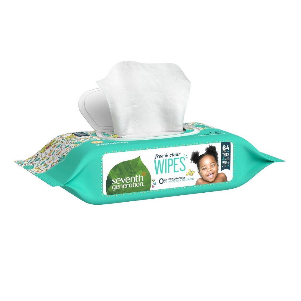 slide 5 of 6, Seventh Generation Baby Wipes Unscented Cloth, 64 ct