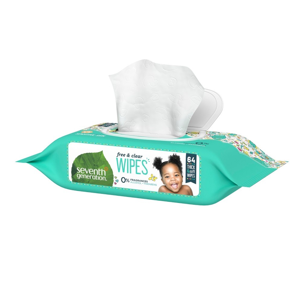 slide 6 of 6, Seventh Generation Baby Wipes Unscented Cloth, 64 ct
