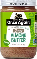 Once Again Unsweetened & Lightly Toasted No Salt Added Creamy Almond Butter