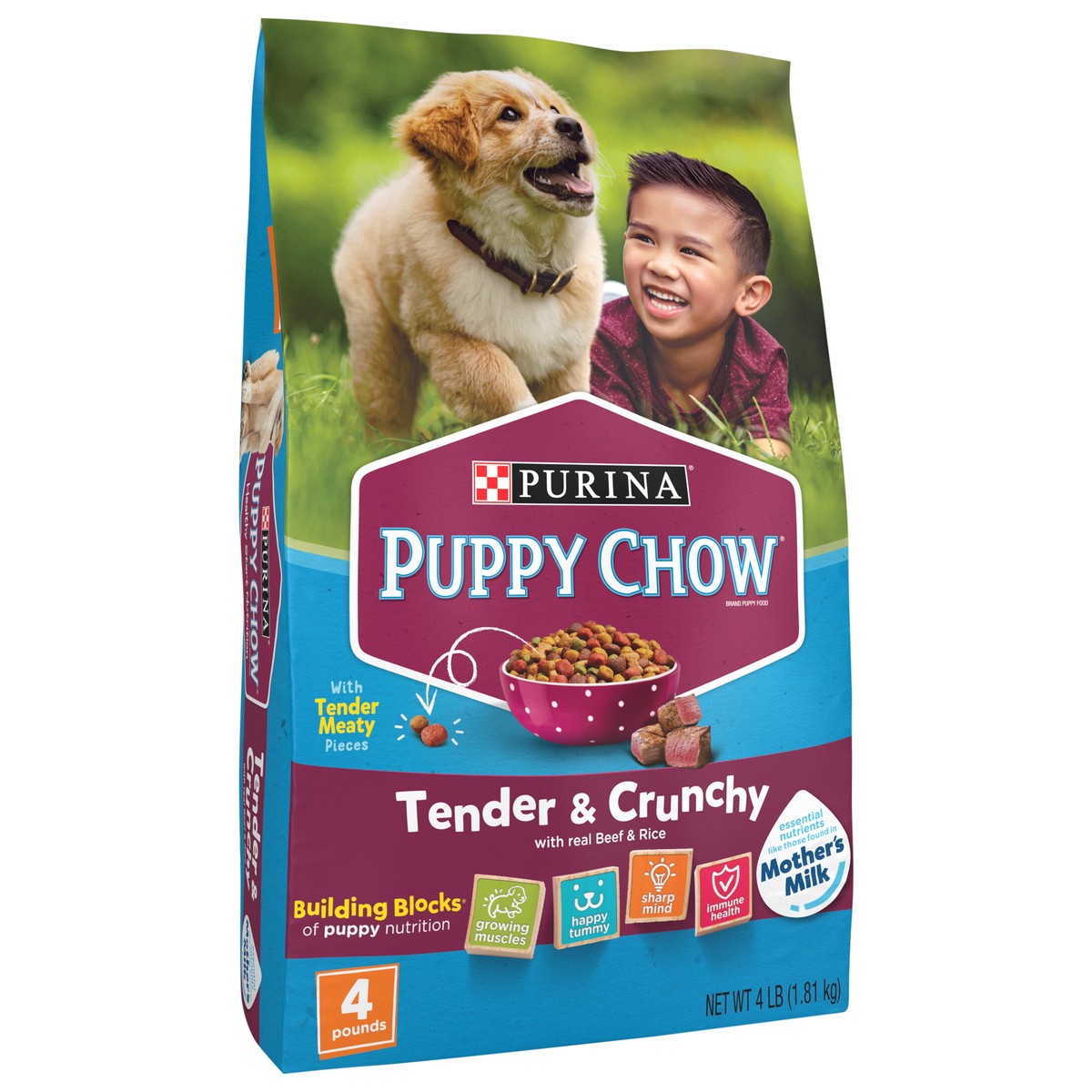 slide 2 of 8, Puppy Chow Purina Puppy Chow High Protein Dry Puppy Food, Tender & Crunchy With Real Beef - 4 lb. Bag, 4 lb