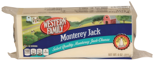 slide 1 of 1, Western Family Monterey Jack Cheese, 8 oz