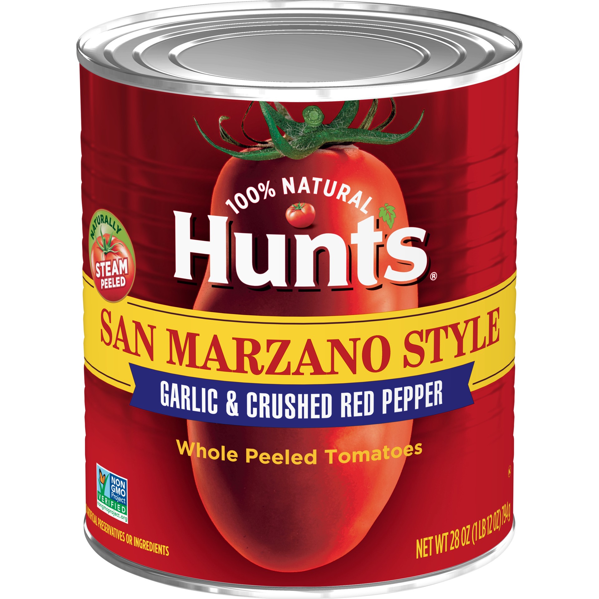 slide 1 of 3, Hunt's Whole Peeled San Marzano Style Garlic & Crushed Red Pepper Tomatoes 28 oz, 28 oz