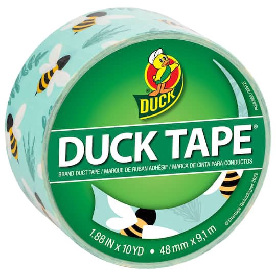 slide 1 of 5, Duck Brand Blue Botanical Bees Duct Tape, 1.88 in x 10 yd