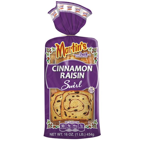 slide 1 of 9, Martin's Cinnamon Raisin Swirl Potato Bread, 16 oz