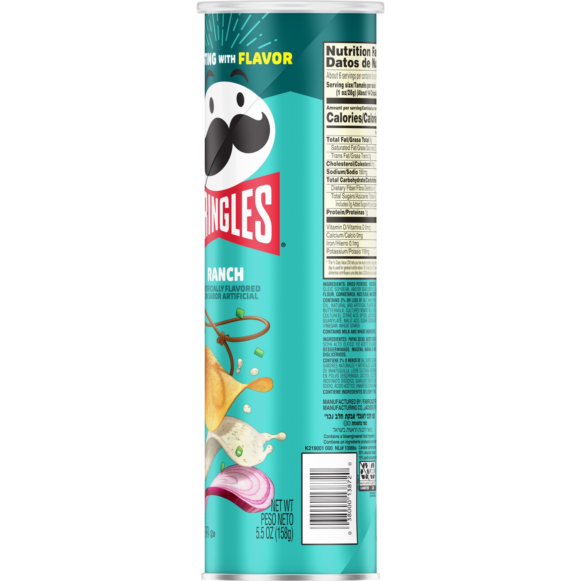 slide 3 of 5, Pringles Ranch Potato Crisps 5.5 oz, 5.5 oz