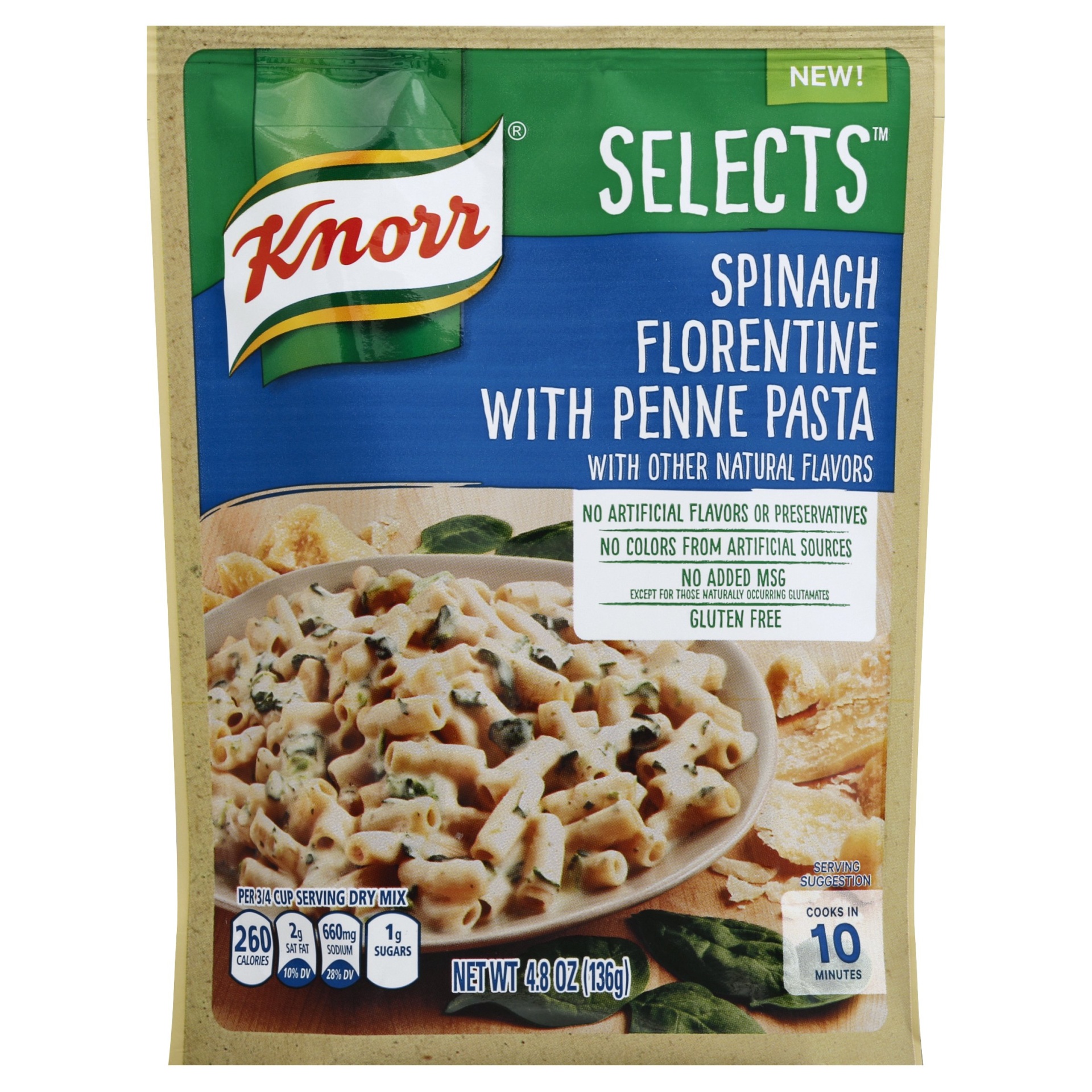 slide 1 of 5, Knorr Selects Spinach Florentine Penne Mix, 4.8 oz