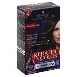 Schwarzkopf Permanent Hair Color Cream, 4.0 Cappuccino, 1 Application