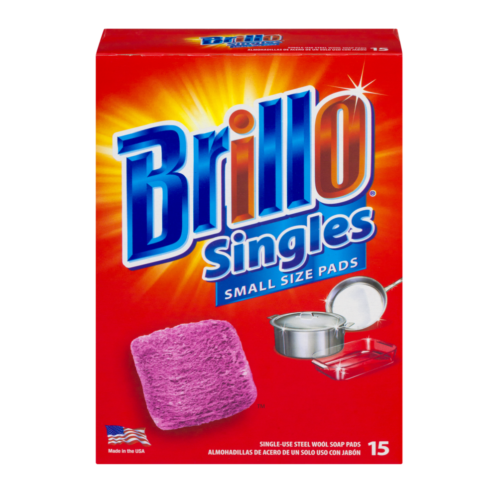 slide 1 of 1, Brillo Single Steel Wool Pads / Small Size, 15 ct