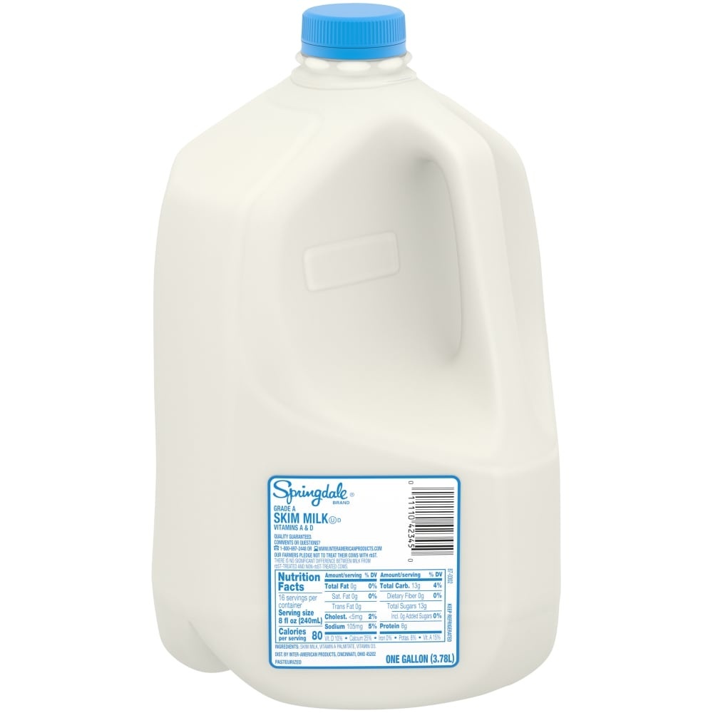 slide 1 of 1, Springdale Fat Free Skim Milk, 1 gal