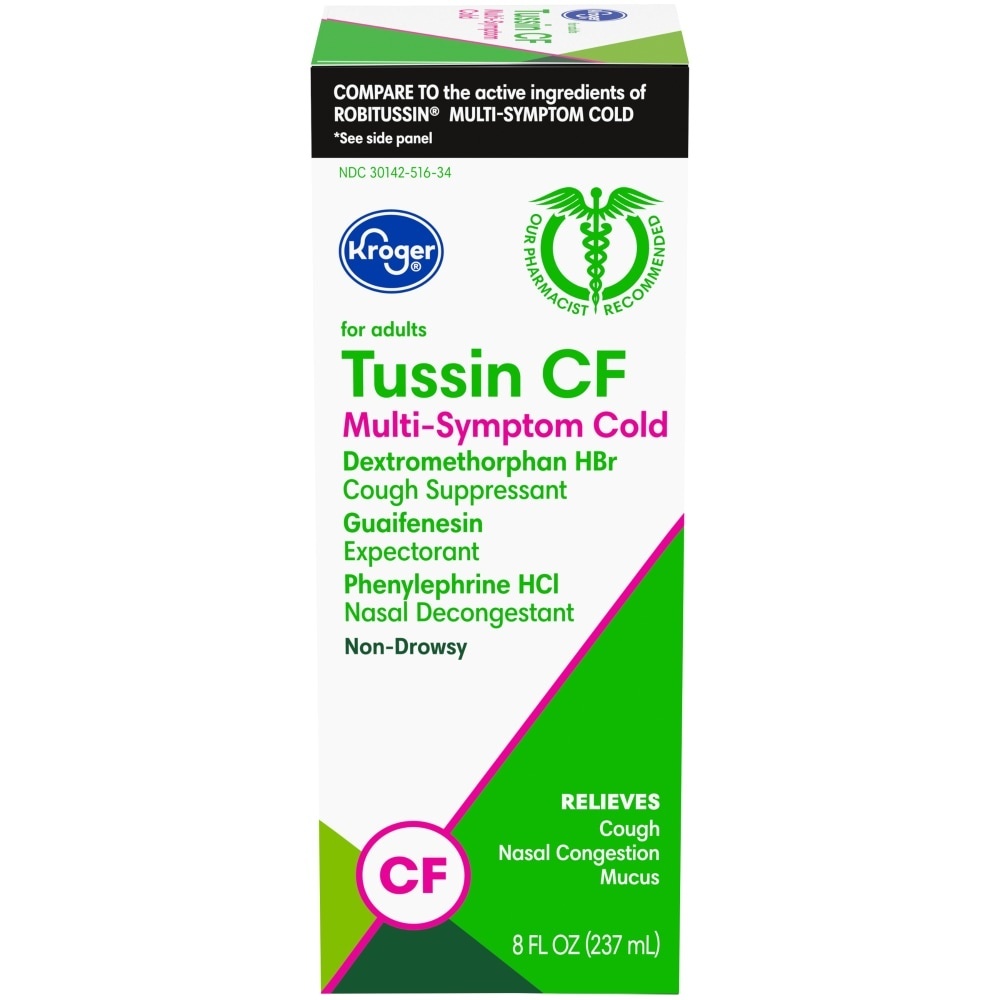 slide 1 of 1, Kroger Non-Drowsy Tussin Cf Cough & Cold, 8 fl oz