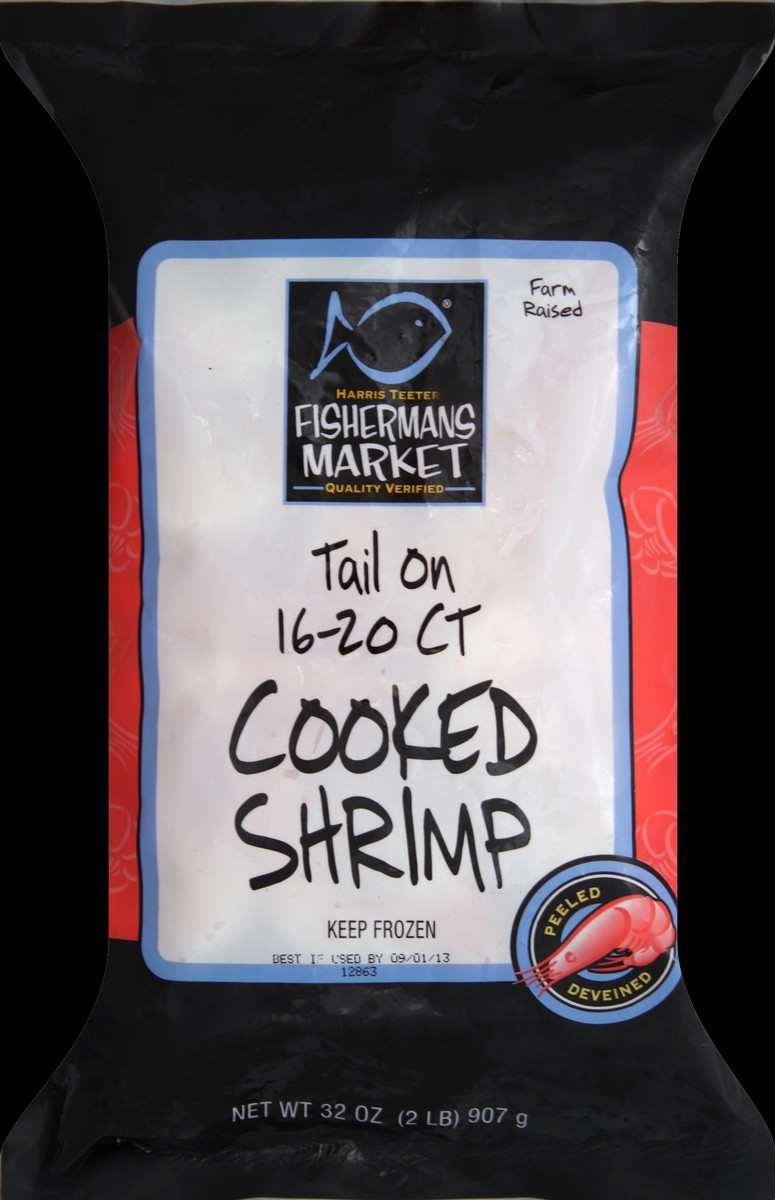 slide 1 of 6, Harris Teeter Fishermans Market Tail On 16/20 CT Cooked Shrimp, 2 lb