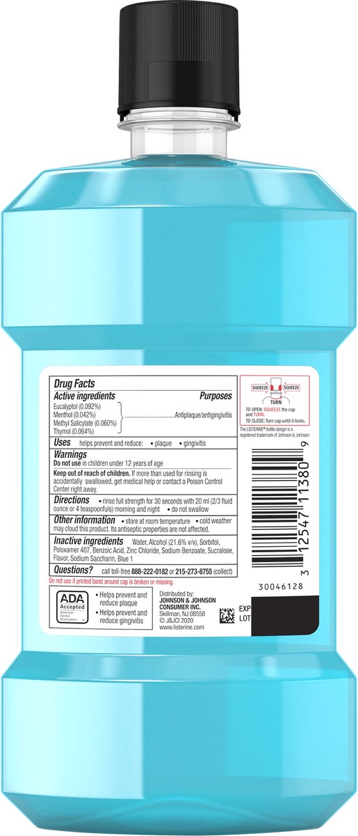 slide 3 of 7, Listerine Gum Therapy Antiplaque & Anti-Gingivitis Mouthwash, Antiseptic Oral Rinse to Help Reverse Signs of Early Gingivitis like Bleeding Gums, ADA Accepted, Glacier Mint, 500 mL, 500 ml