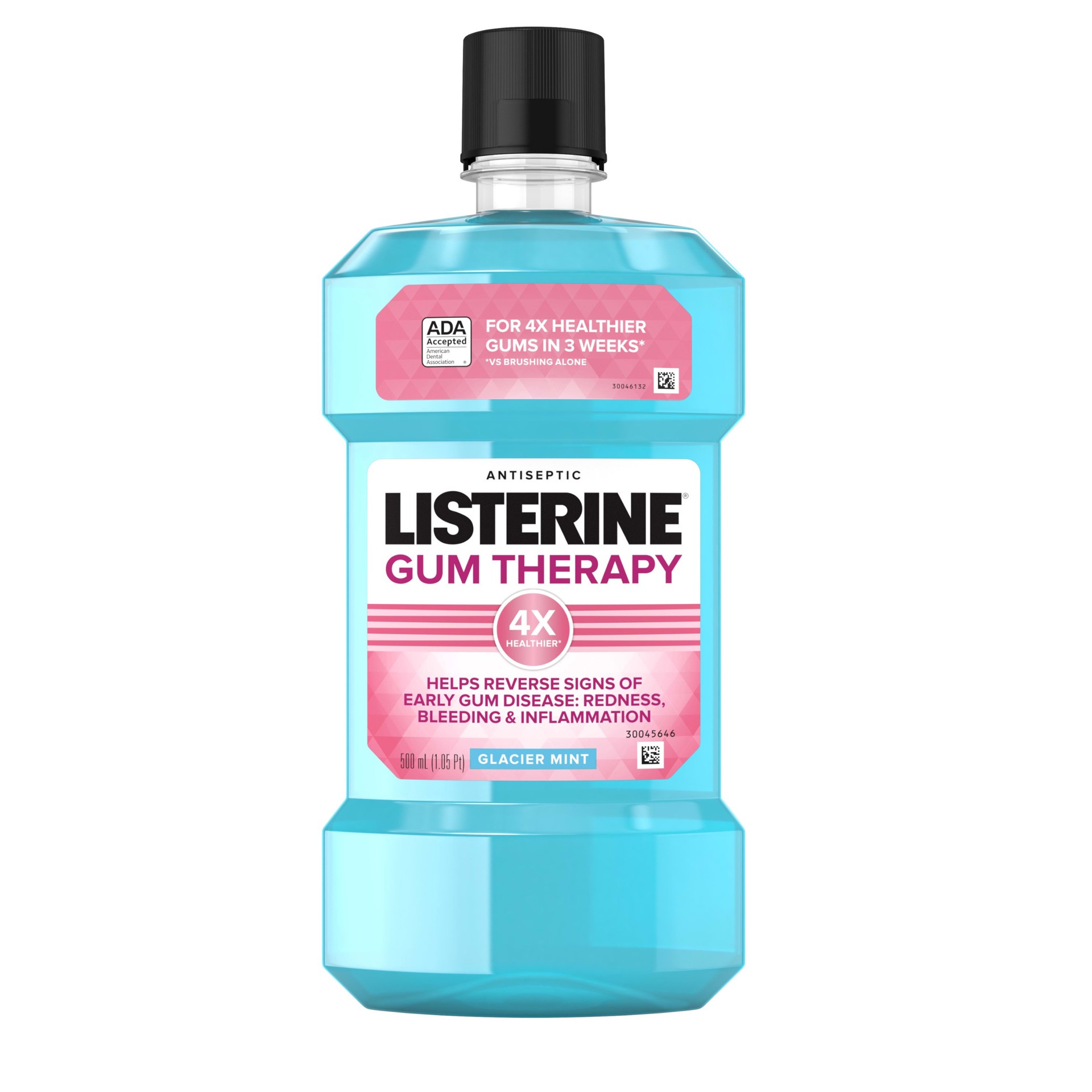 slide 1 of 7, Listerine Gum Therapy Antiplaque & Anti-Gingivitis Mouthwash, Antiseptic Oral Rinse to Help Reverse Signs of Early Gingivitis like Bleeding Gums, ADA Accepted, Glacier Mint, 500 mL, 500 ml