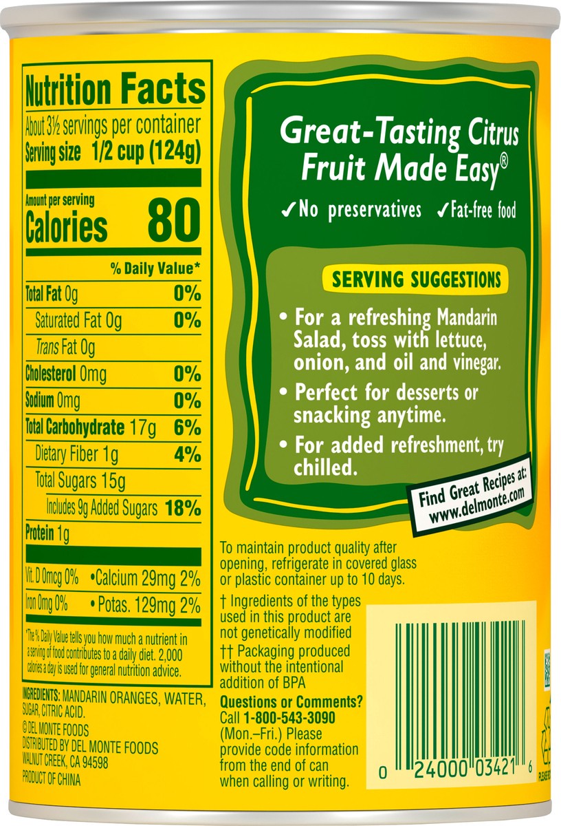 slide 2 of 12, Del Monte Mandarin Oranges in Light Syrup 15 oz. Can, 15 oz