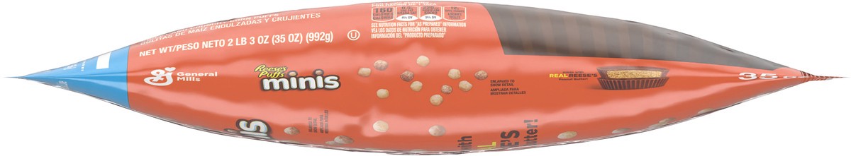slide 11 of 14, Reese's Puffs Minis Breakfast Cereal, Chocolate Peanut Butter Cereal, Family Size, 35 OZ Bag Cereal, 35 oz