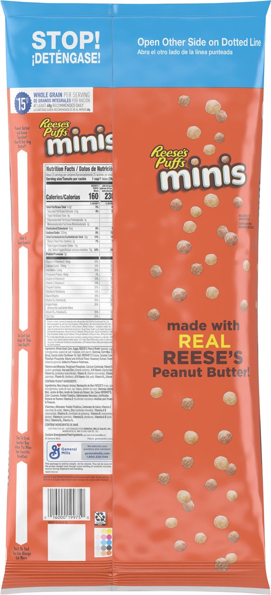 slide 13 of 14, Reese's Puffs Minis Breakfast Cereal, Chocolate Peanut Butter Cereal, Family Size, 35 OZ Bag Cereal, 35 oz
