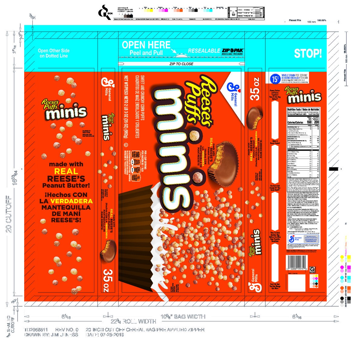 slide 9 of 14, Reese's Puffs Minis Breakfast Cereal, Chocolate Peanut Butter Cereal, Family Size, 35 OZ Bag Cereal, 35 oz