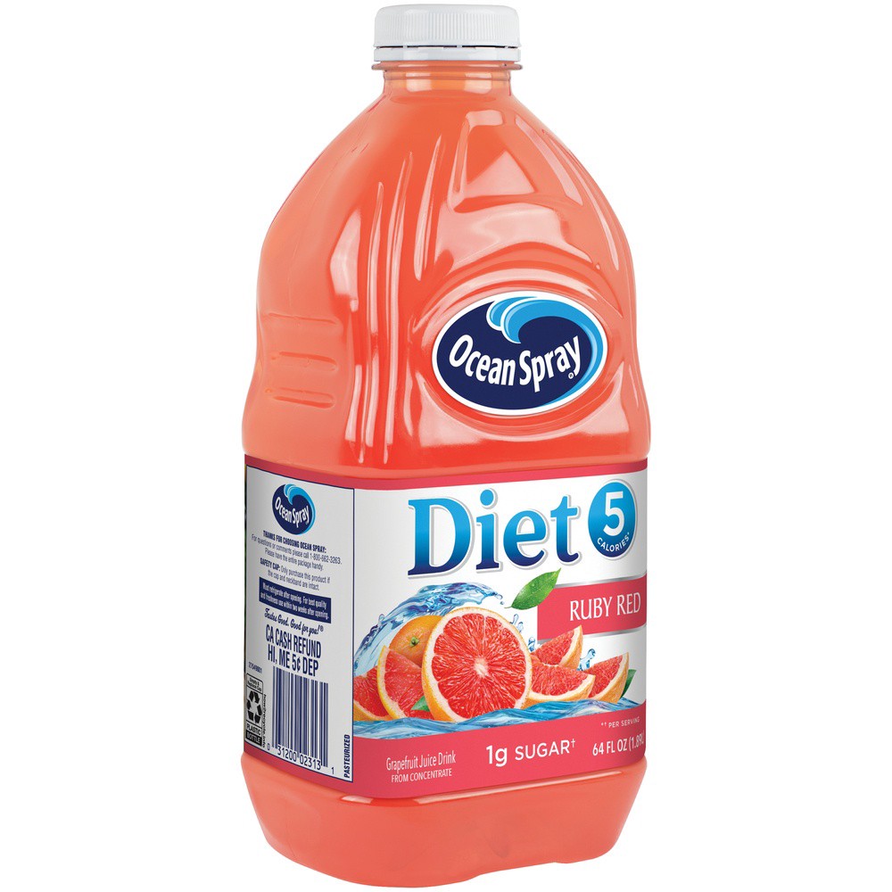 slide 2 of 6, Ocean Spray Diet Ruby Red Grapefruit Juice, 64 fl oz