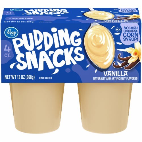 slide 1 of 1, Kroger Vanilla Pudding Snacks, 4 ct; 3.25 oz