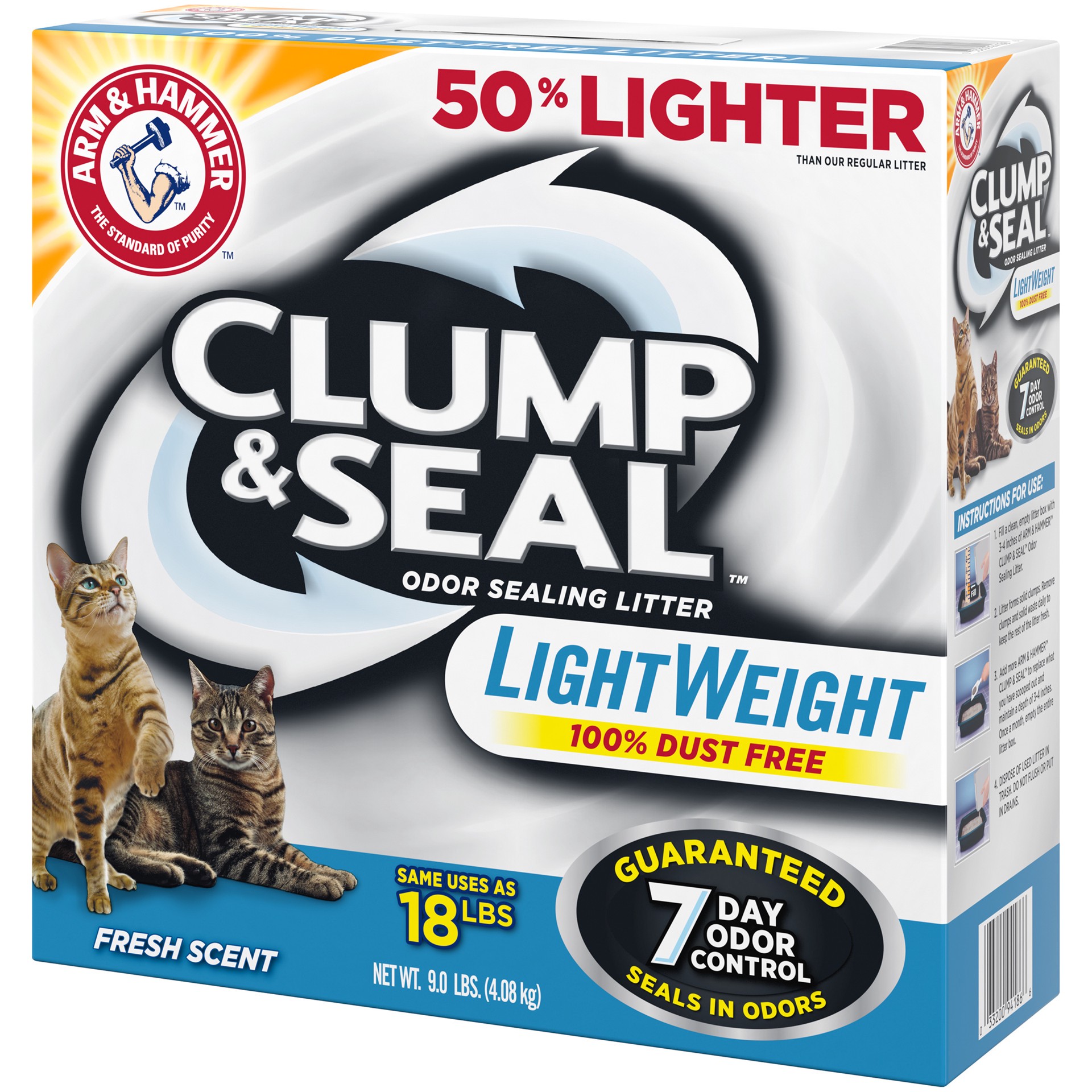 slide 3 of 3, Arm & Hammer Clump & Seal Lightweight Litter, Fresh Scent, 9lb, 9 lb