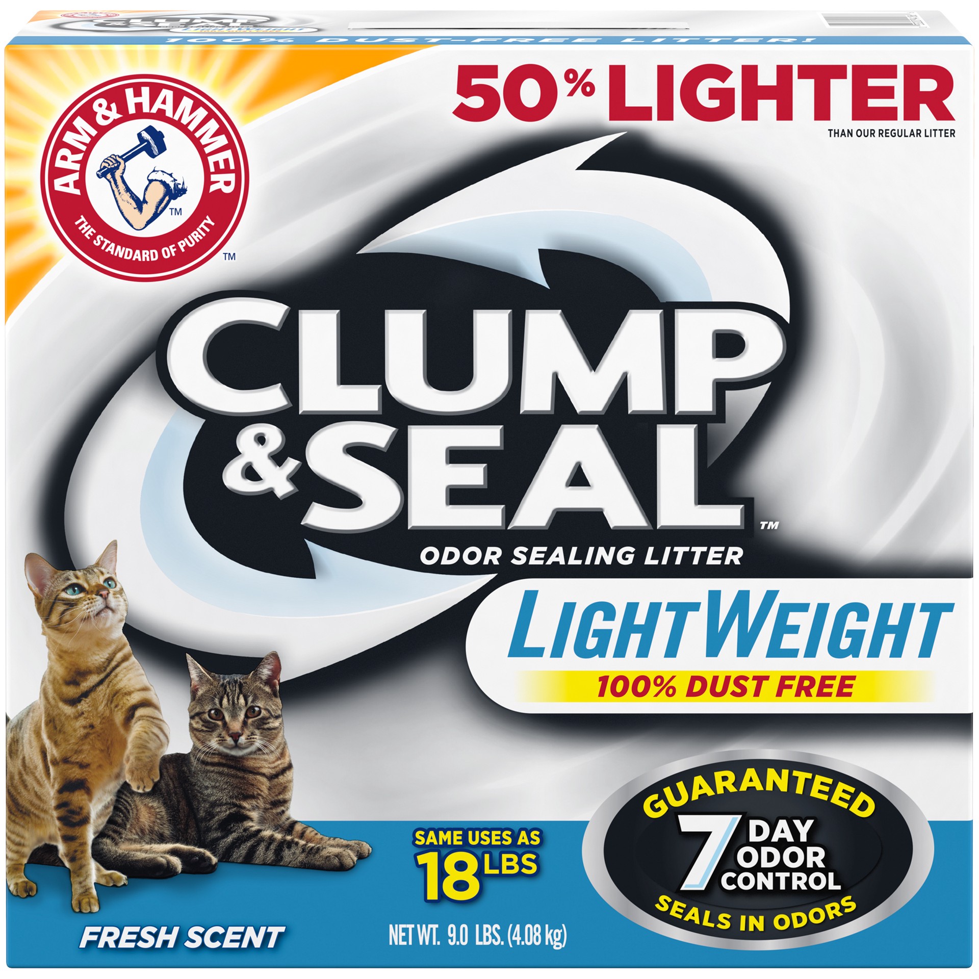 slide 1 of 3, Arm & Hammer Clump & Seal Lightweight Litter, Fresh Scent, 9lb, 9 lb