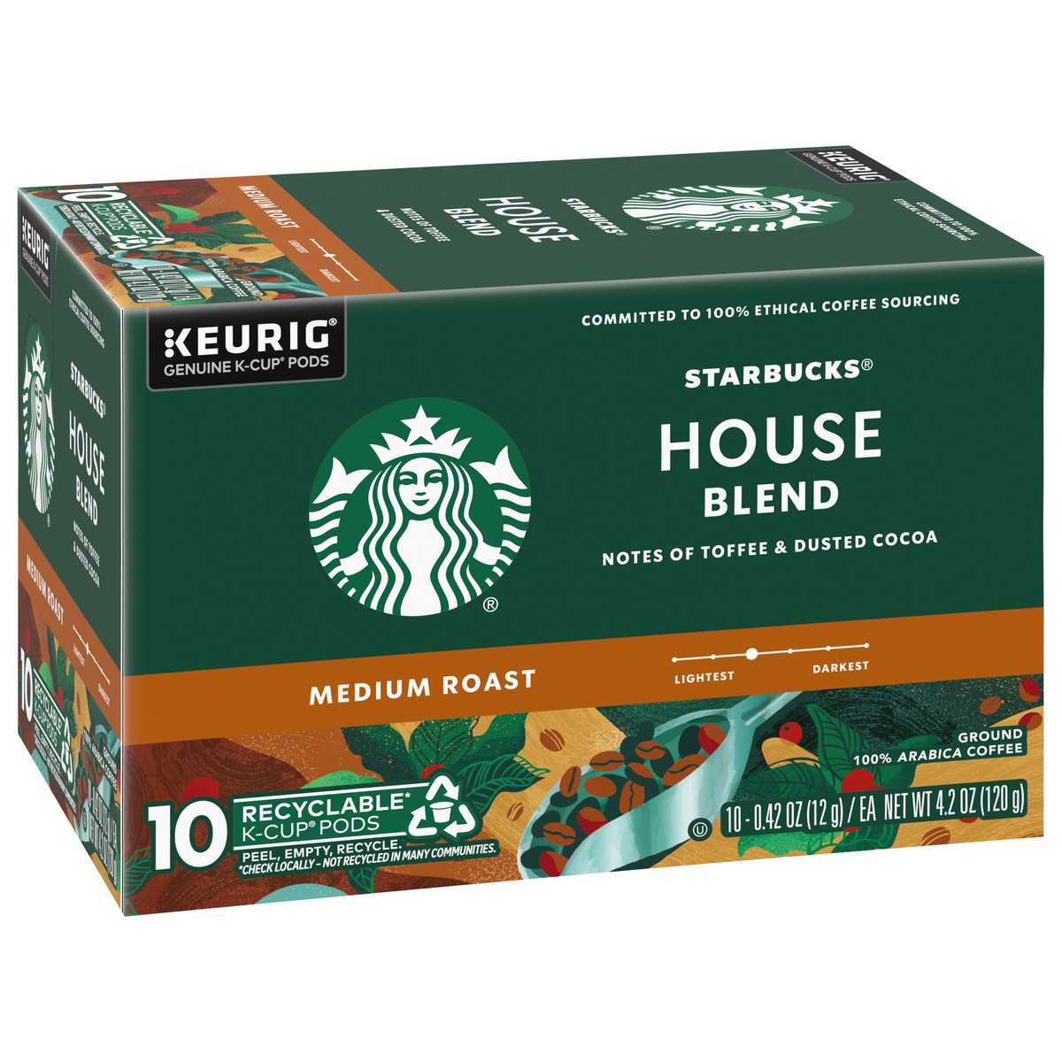 slide 2 of 9, Starbucks K-Cup Coffee Pods Medium Roast Coffee House Blend, 10 ct