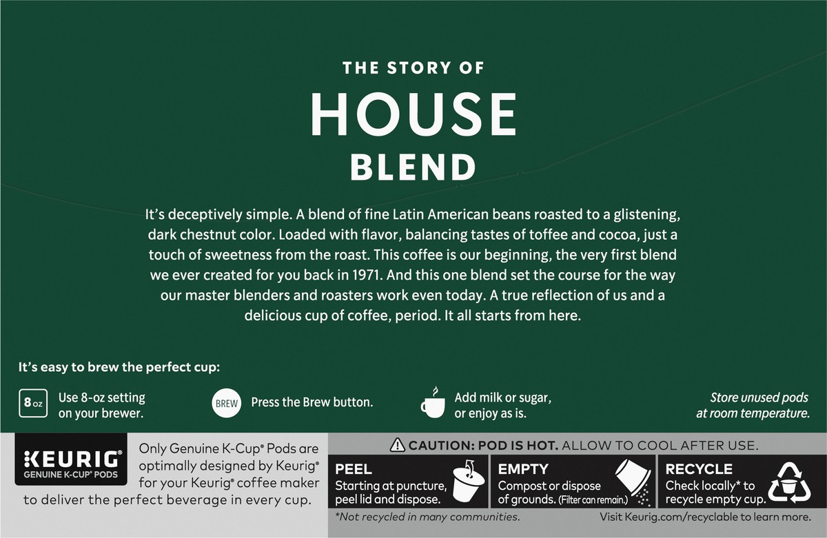 slide 4 of 9, Starbucks K-Cup Coffee Pods Medium Roast Coffee House Blend, 10 ct