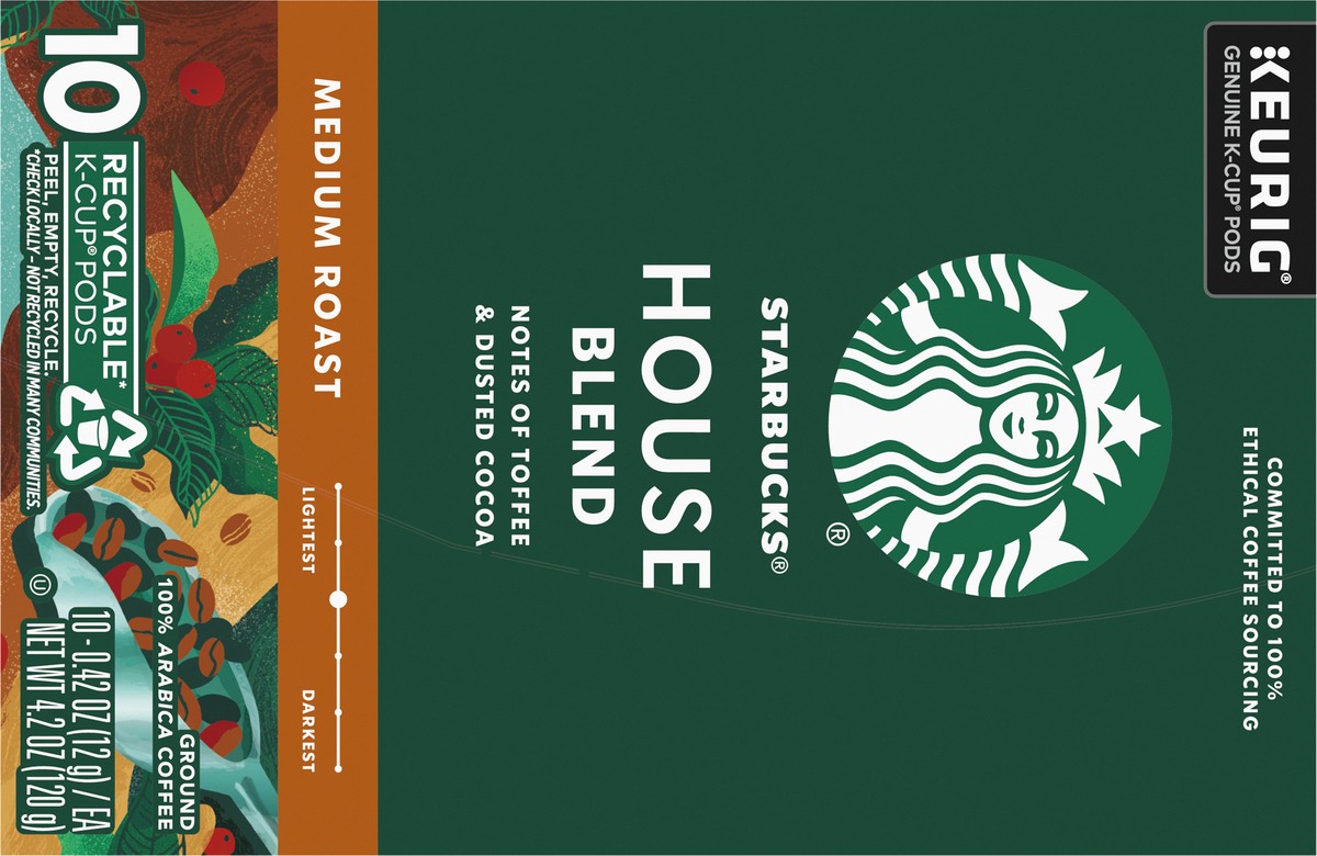 slide 9 of 9, Starbucks K-Cup Coffee Pods Medium Roast Coffee House Blend, 10 ct