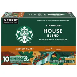 Starbucks K-Cup Pods Medium Roast Ground 100% Arabica House Blend Coffee 10 - 0.42 oz Pods