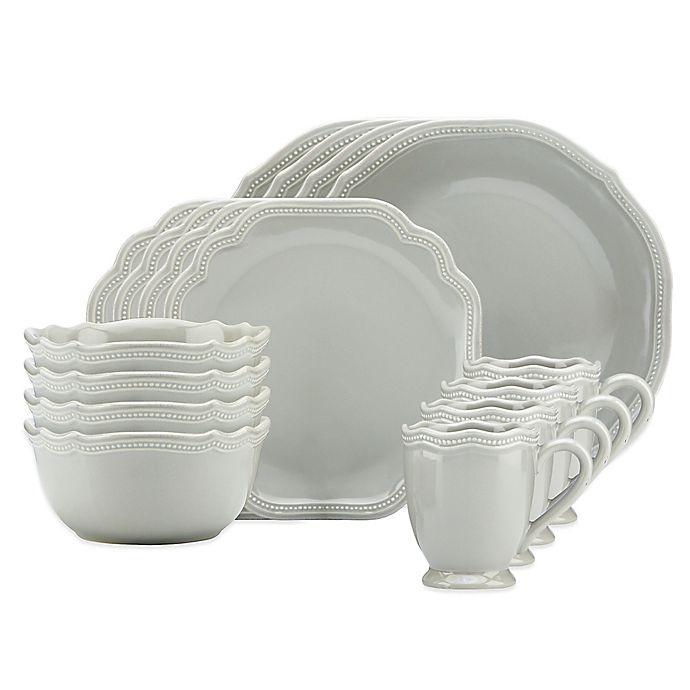 slide 1 of 1, Lenox French Perle Bead Dinnerware Set - Grey, 16 ct