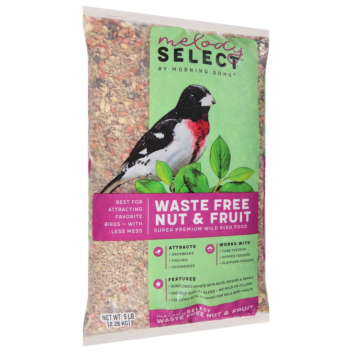 slide 3 of 9, Morning Song Melody Select Super Premium Waste Free Nut & Fruit Wild Bird Food 5 lb, 5 lb
