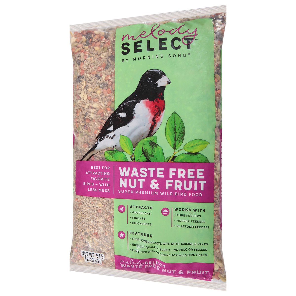 slide 5 of 9, Morning Song Melody Select Super Premium Waste Free Nut & Fruit Wild Bird Food 5 lb, 5 lb