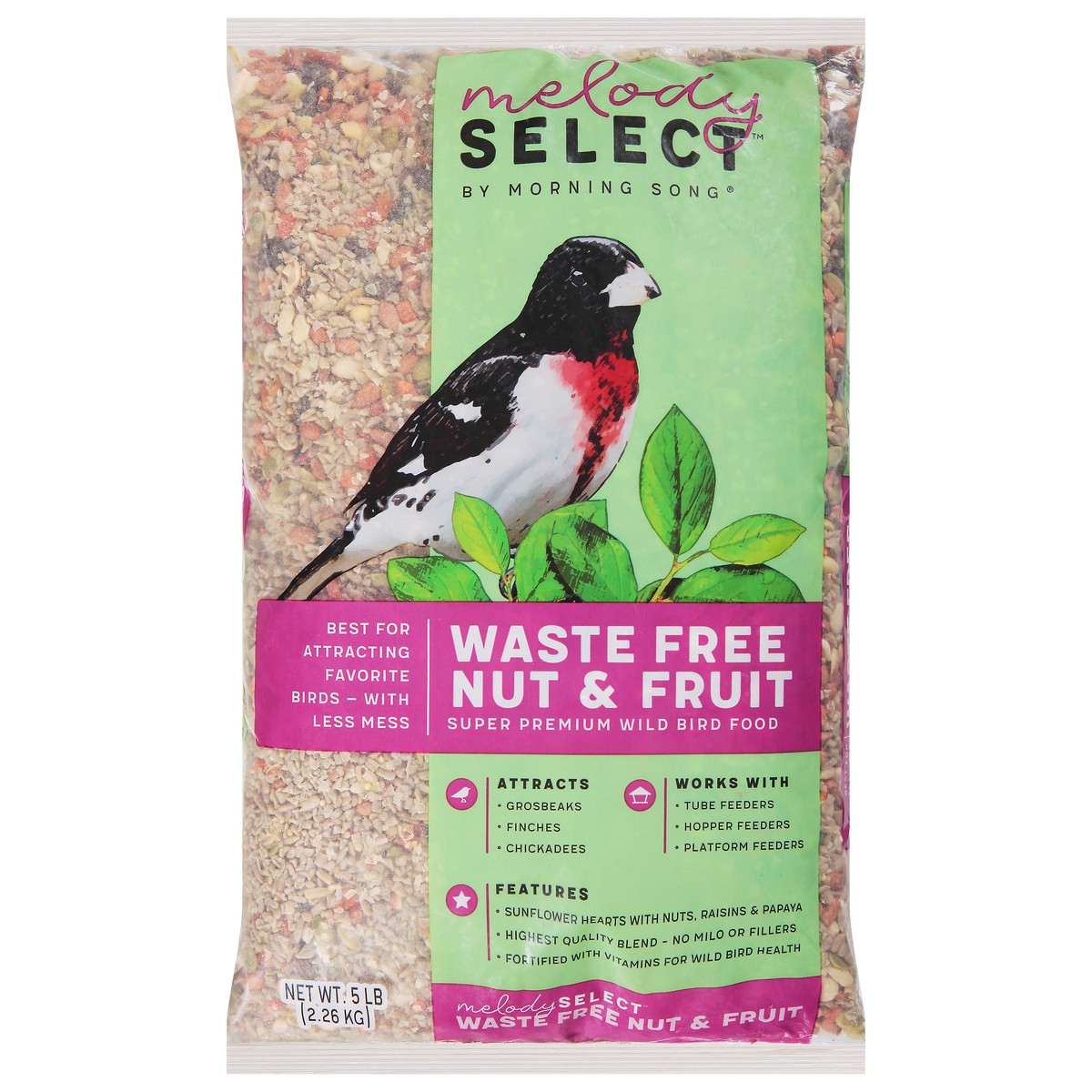 slide 1 of 9, Morning Song Melody Select Super Premium Waste Free Nut & Fruit Wild Bird Food 5 lb, 5 lb