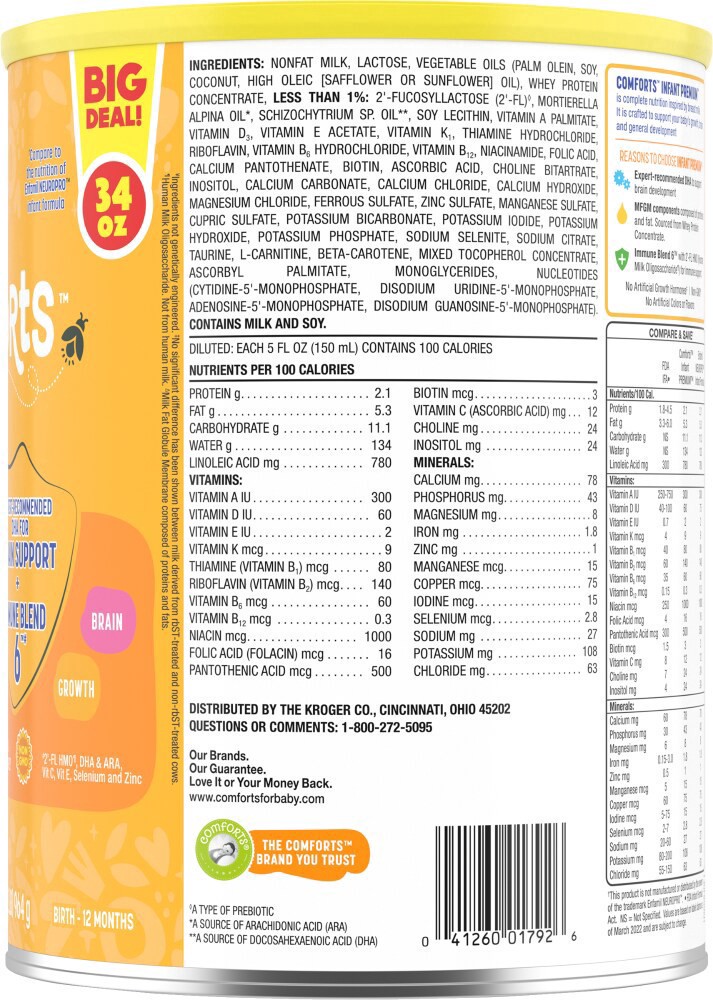 slide 3 of 4, Comforts Infant Premium Milk Based Formula, 34 oz
