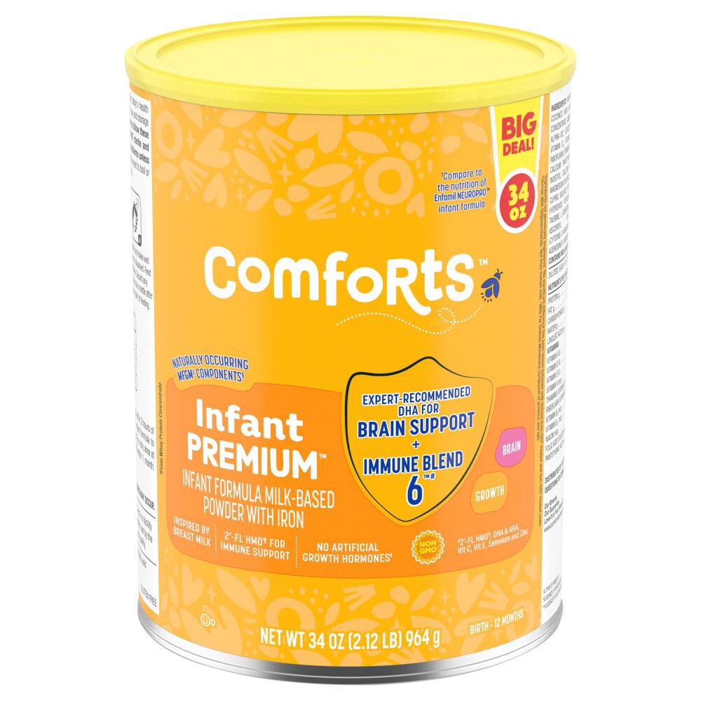 slide 2 of 4, Comforts Infant Premium Milk Based Formula, 34 oz