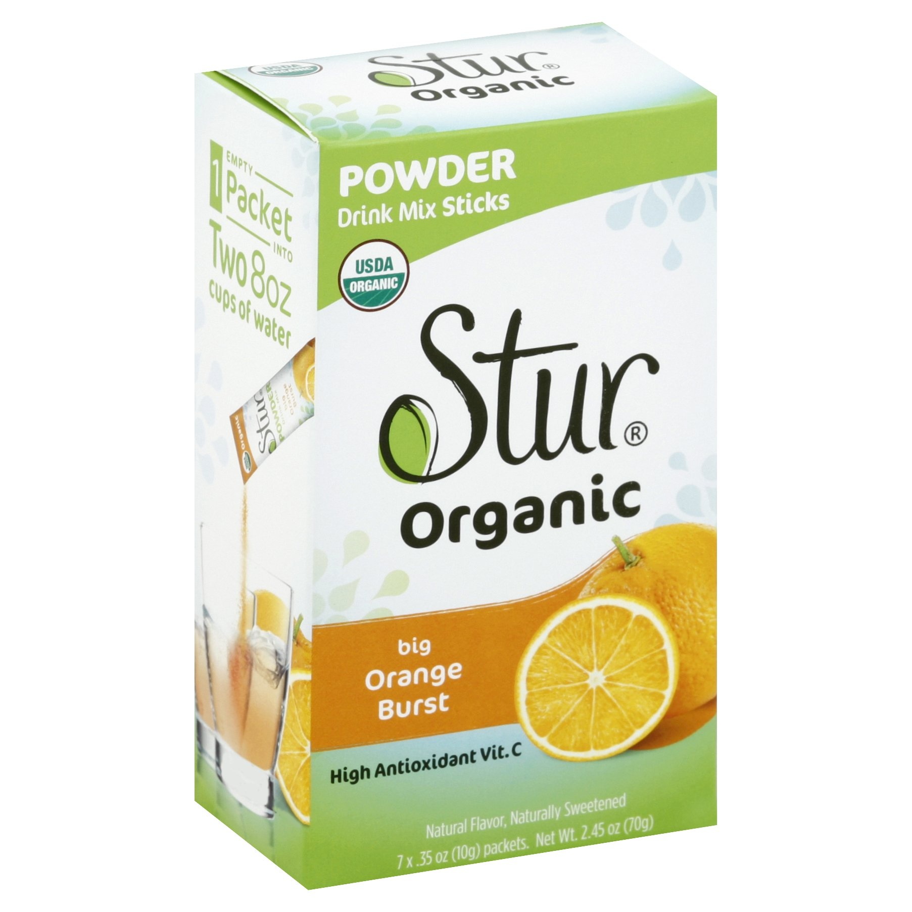 slide 1 of 1, Stur Organic Powder Drink Mix Sticks Big Orange Burst, 2.45 oz