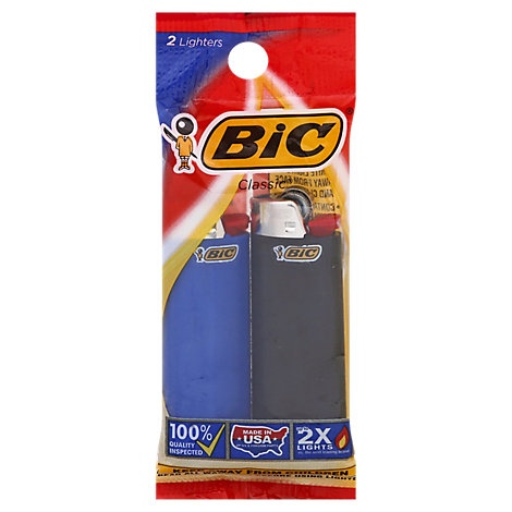 slide 1 of 1, Bic Lighter Classic With Child Guard, 2 ct