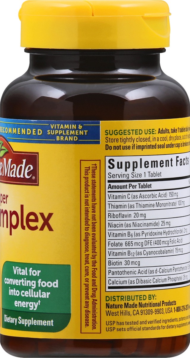 slide 8 of 9, Nature Made Super B Complex with Vitamin C and Folic Acid, Dietary Supplement for Cellular Energy Support, 175 Tablets, 175 Day Supply, 175 ct
