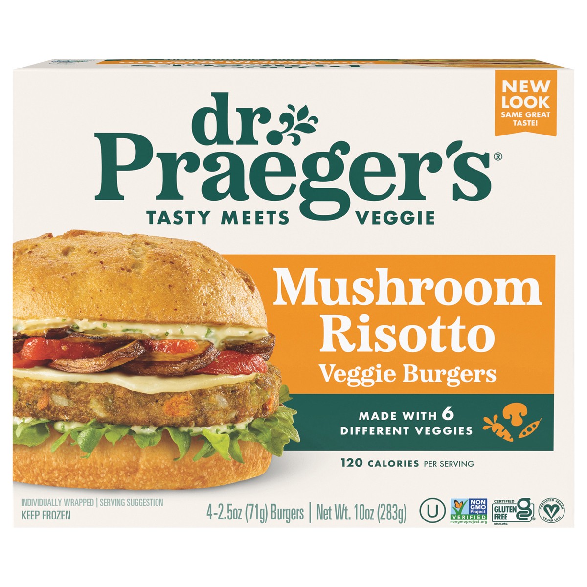 slide 1 of 9, Dr. Praeger's Mushroom Risotto Veggie Burger, 4 ct; 2.5 oz