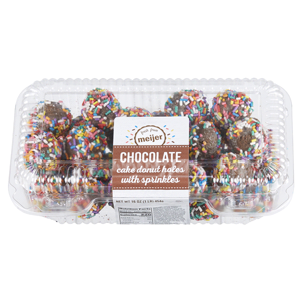 Fresh From Meijer Chocolate Cake Donut Holes With Sprinkles 16 Oz 