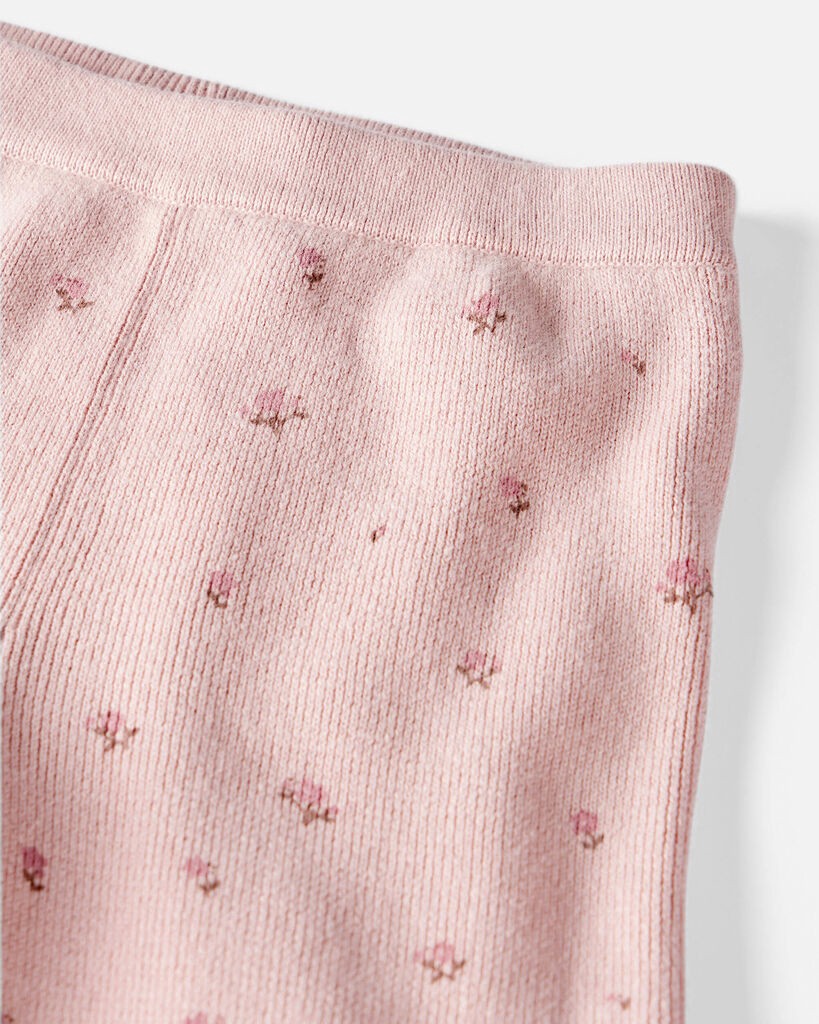 slide 3 of 3, Littleplanet Toddler Girl 2-Piece Organic Cotton Sweater Knit Set in Blush Petals Print Blush Petals 5T, 2 pc