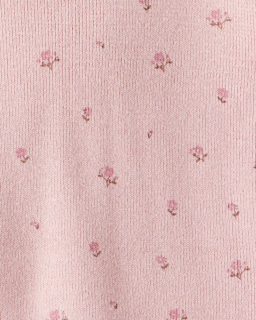 slide 2 of 3, Littleplanet Toddler Girl 2-Piece Organic Cotton Sweater Knit Set in Blush Petals Print Blush Petals 5T, 2 pc