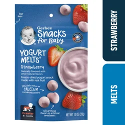 Gerber Snacks for Baby Yogurt Melts, Strawberry, 1 oz Bag