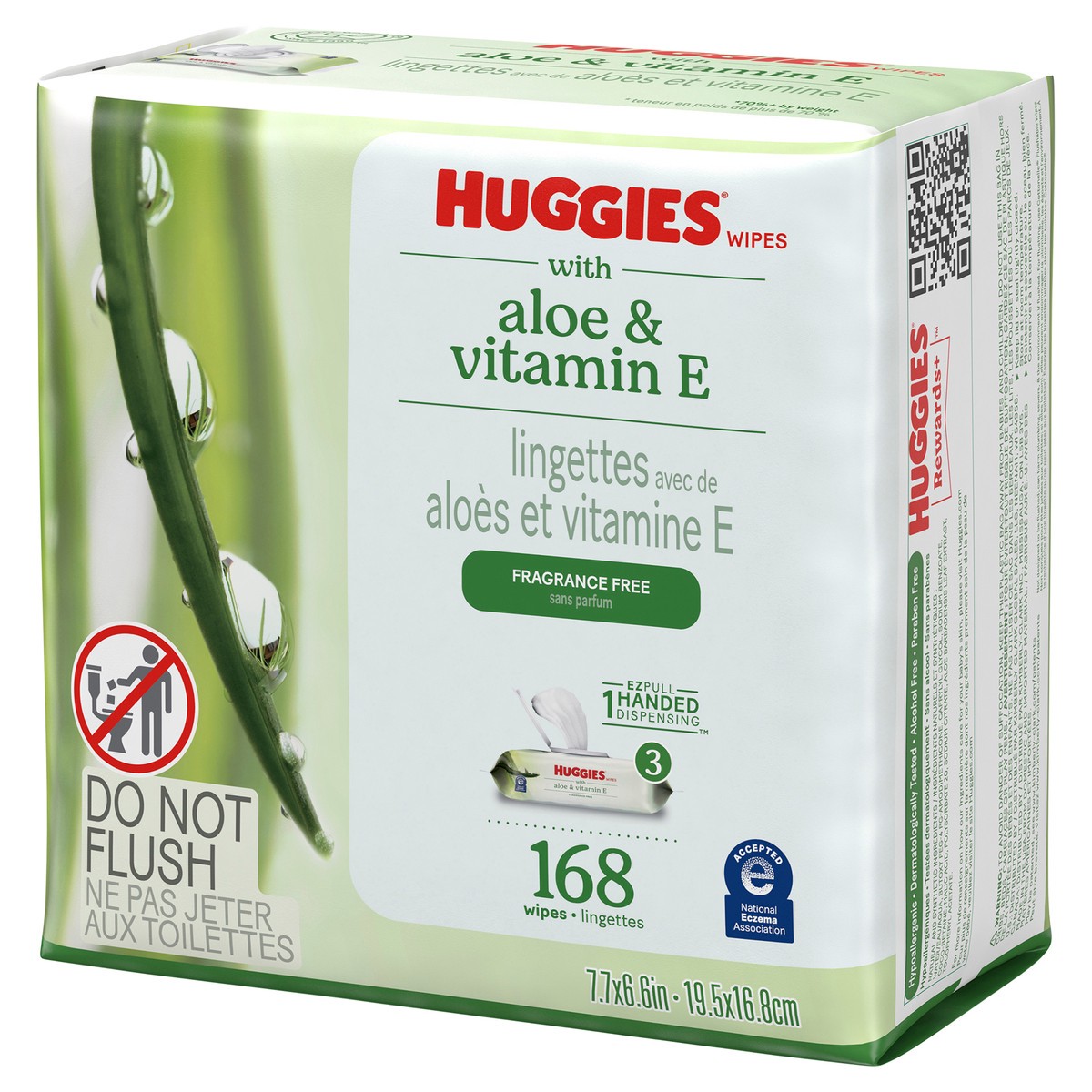 slide 12 of 13, Huggies Wipes with Aloe & Vitamin E, Unscented, 3 Flip-Top Packs (168 Wipes Total), 3 ct