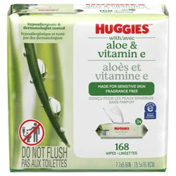 Huggies Wipes with Aloe & Vitamin E, Unscented, 3 Flip-Top Packs (168 Wipes Total)