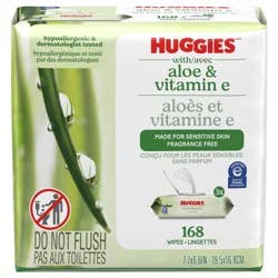 Huggies Wipes with Aloe & Vitamin E, Unscented, 3 Flip-Top Packs (168 Wipes Total)