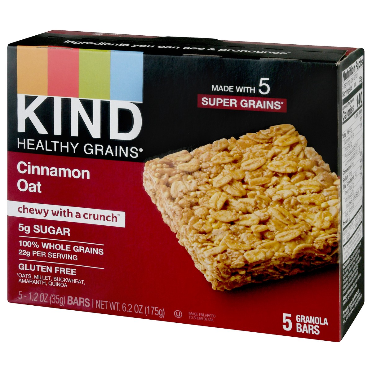 slide 2 of 9, Kind Healthy Grains Granola Bar Oat Cinnamon, 5 ct